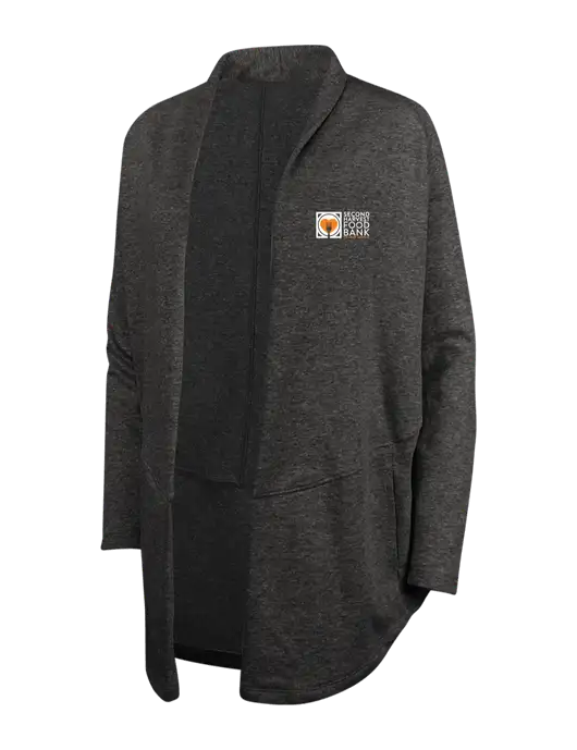 Charcoal Heather/ Medium Heather Grey Womens Interlock Cardigan w/Second Harvest Logo