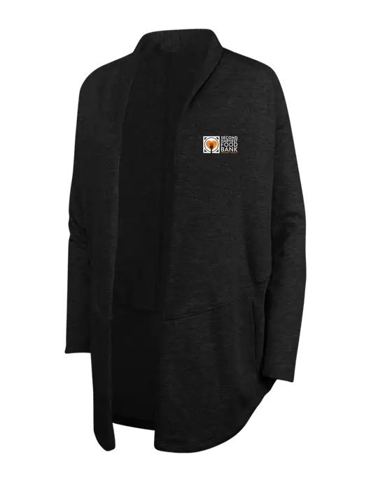 Deep Black/Charcoal Heather Womens Interlock Cardigan w/Second Harvest Logo
