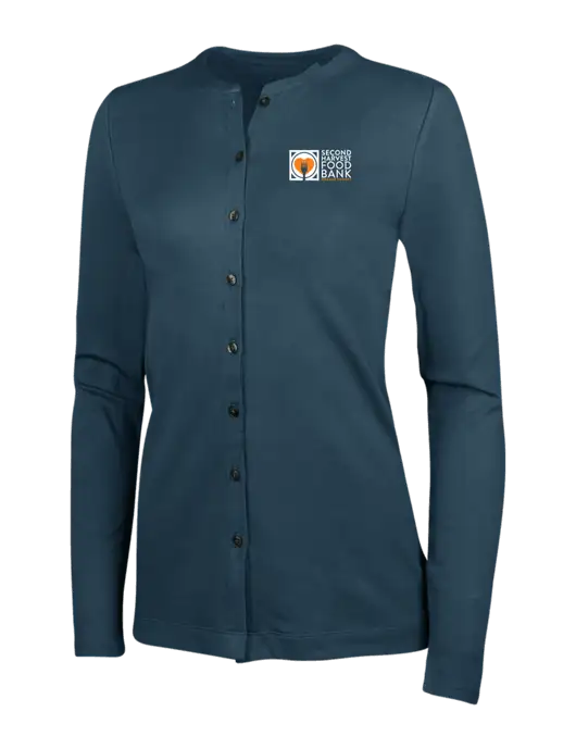 Dress Blue Navy Womens Concept Stretch Button-Front Cardigan Sweater w/Second Harvest Logo