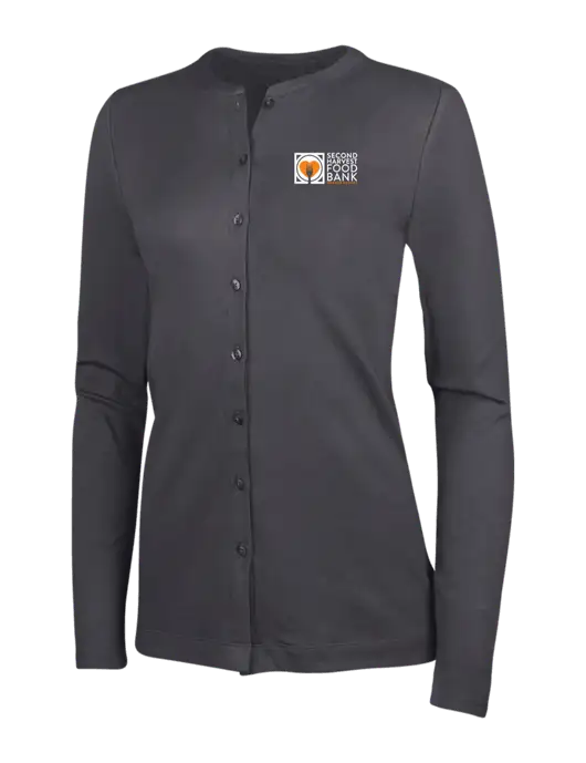 Grey Smoke Womens Concept Stretch Button-Front Cardigan Sweater w/Second Harvest Logo