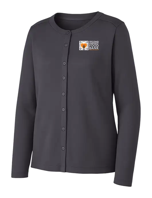 Grey Smoke Womens Concept Stretch Button-Front Cardigan Sweater w/Second Harvest Logo