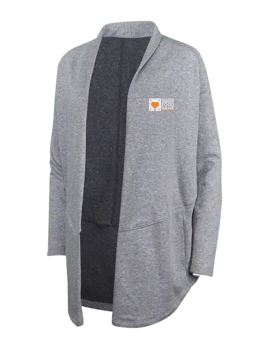 Medium Heather Grey/Char Heather Womens Interlock Cardigan w/Second Harvest Logo