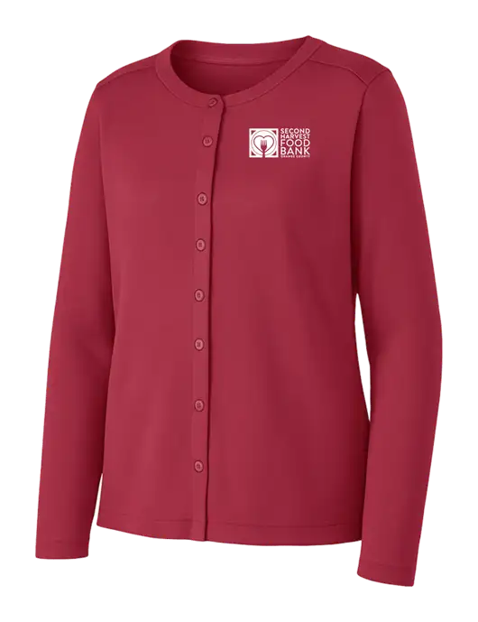 Rich Red Womens Concept Stretch Button-Front Cardigan Sweater w/Second Harvest Logo