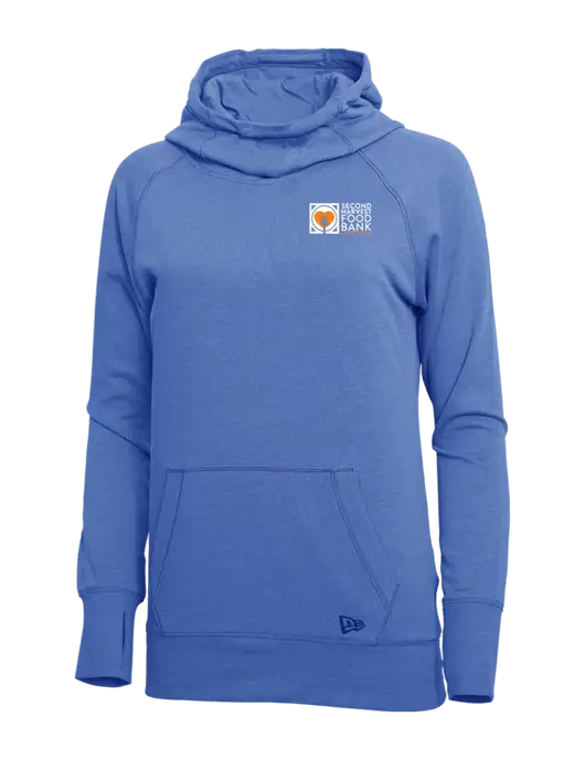 New Era Royal Heather Womens Tri-Blend Fleece Pullover Hoodie w/Second Harvest Logo