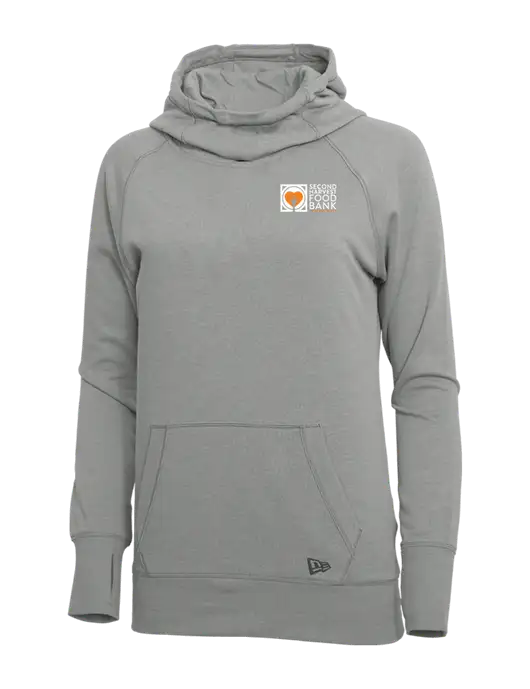 New Era Shadow Grey Heather Womens Tri-Blend Fleece Pullover Hoodie w/Second Harvest Logo