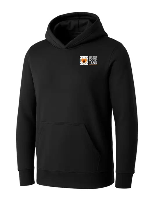 Womens Black Core Fleece Pullover Hooded Sweatshirt w/Second Harvest Logo