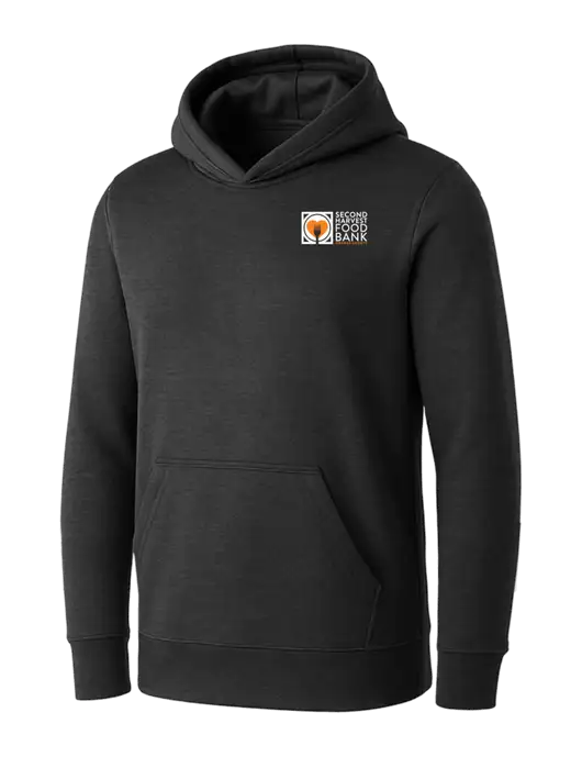 Womens Dark Grey Heather Core Fleece Pullover Hooded Sweatshirt w/Second Harvest Logo