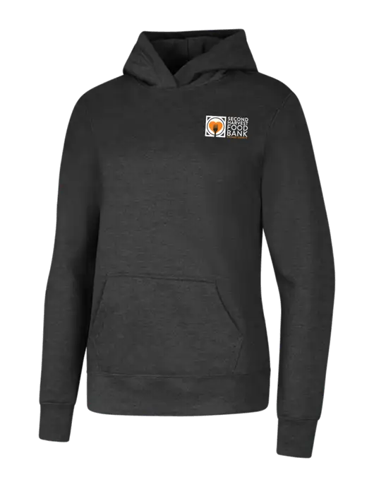 Womens Dark Grey Heather Core Fleece Pullover Hooded Sweatshirt w/Second Harvest Logo