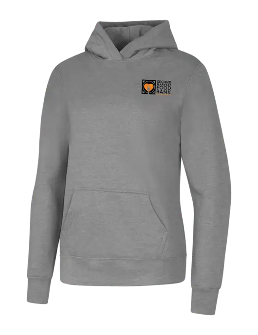 Womens Light Grey Heather Core Fleece Pullover Hooded Sweatshirt w/Second Harvest Logo