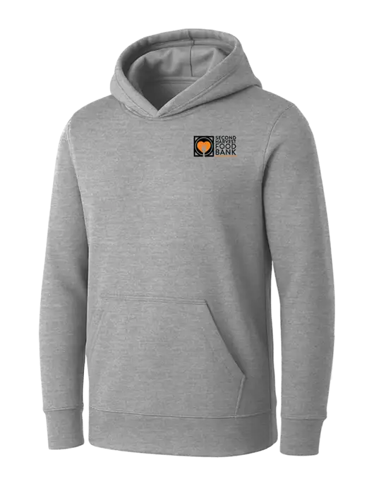 Womens Light Grey Heather Core Fleece Pullover Hooded Sweatshirt w/Second Harvest Logo