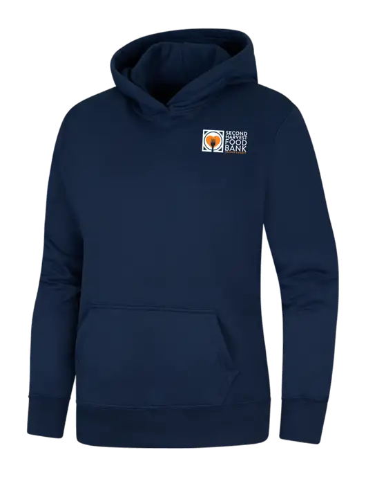 Womens Navy Core Fleece Pullover Hooded Sweatshirt w/Second Harvest Logo