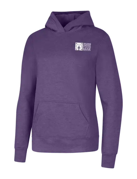 Womens Purple Heather Core Fleece Pullover Hooded Sweatshirt w/Second Harvest Logo