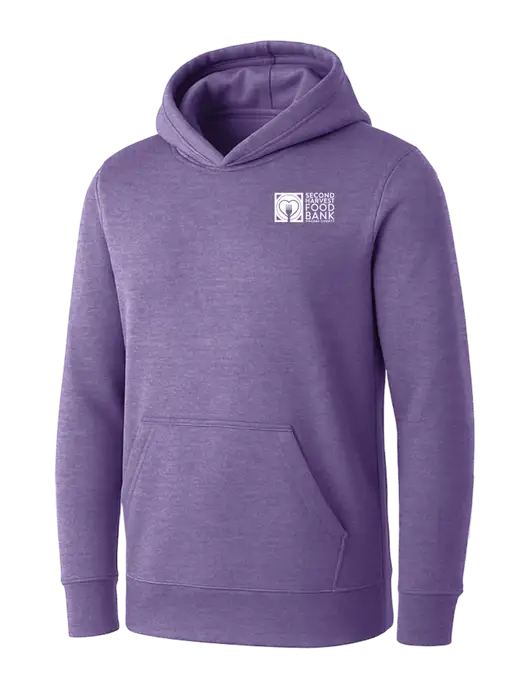 Womens Purple Heather Core Fleece Pullover Hooded Sweatshirt w/Second Harvest Logo