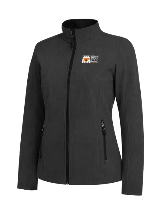 Black Charcoal Heather Womens Core Soft Shell Jacket w/Second Harvest Logo