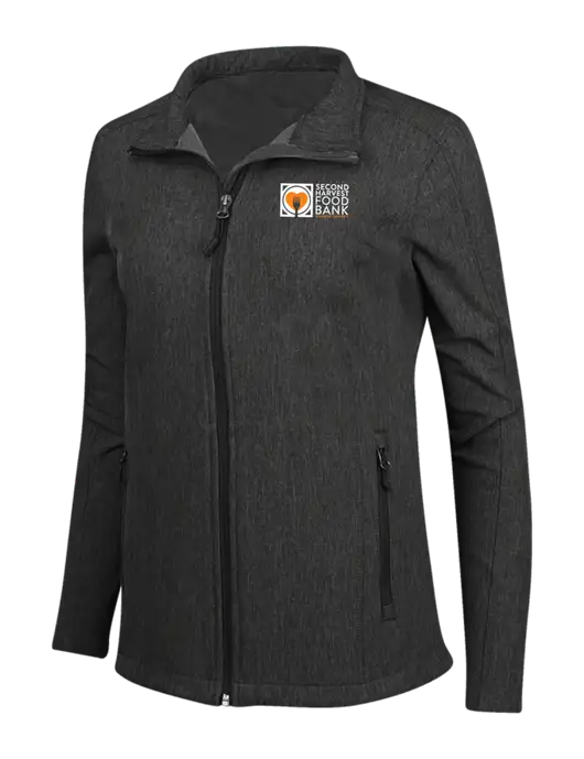 Black Charcoal Heather Womens Core Soft Shell Jacket w/Second Harvest Logo