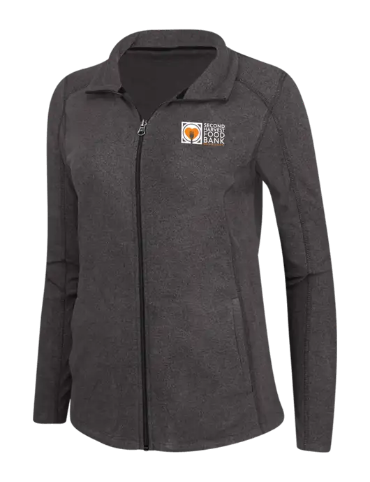 Charcoal Womens Heather Microfleece Full-Zip Jacket w/Second Harvest Logo