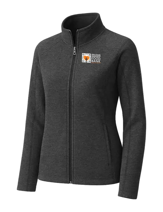Charcoal Womens Heather Microfleece Full-Zip Jacket w/Second Harvest Logo