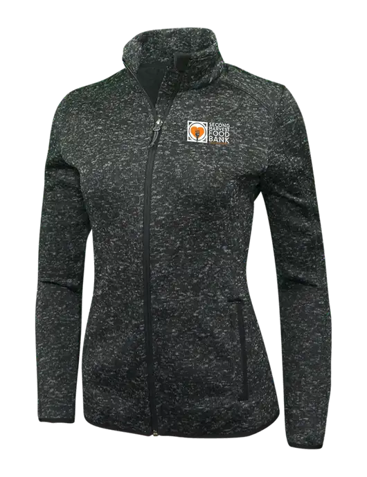 Black Heather Womens Sweater Fleece Jacket w/Second Harvest Logo