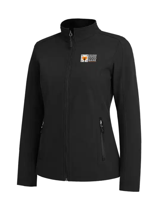 Black Womens Core Soft Shell Jacket w/Second Harvest Logo