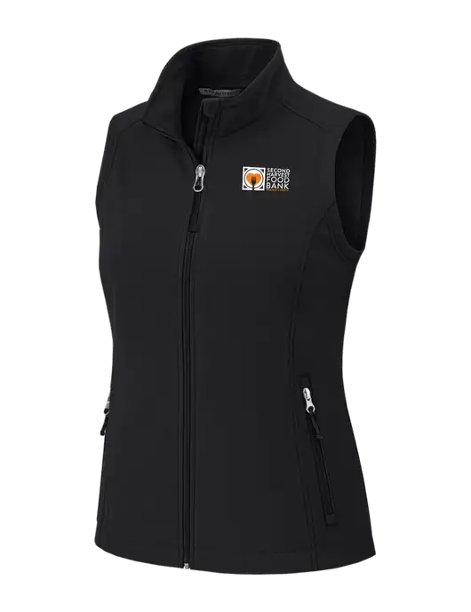 Black Womens Core Soft Shell Vest w/Second Harvest Logo