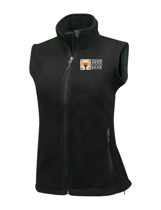 Womens Black Fleece Vest w/Second Harvest Logo