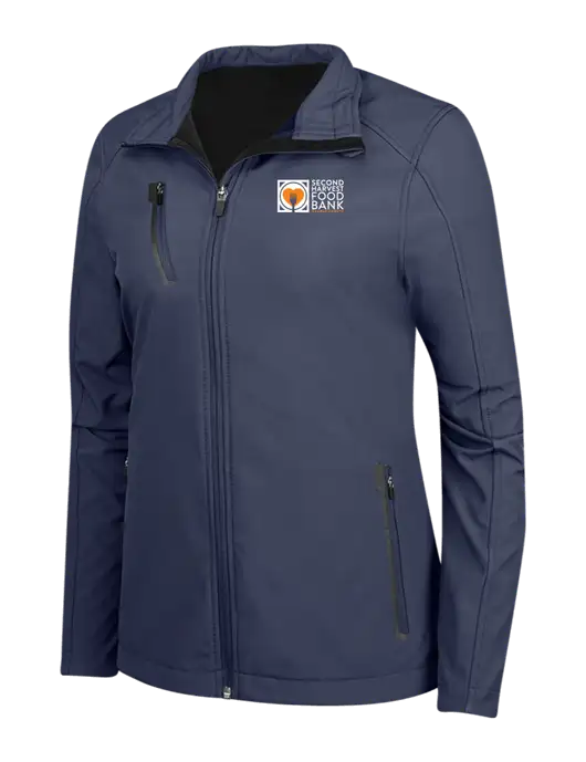 Navy Womens Welded Softshell Jacket w/Second Harvest Logo