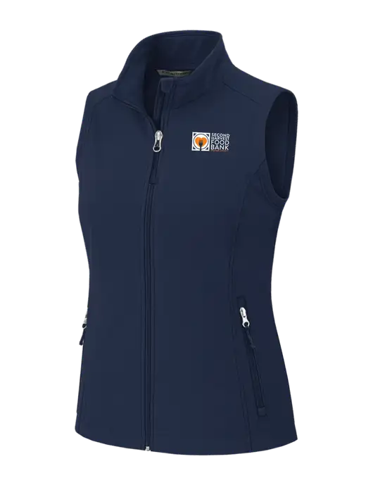 Navy Womens Core Soft Shell Vest w/Second Harvest Logo