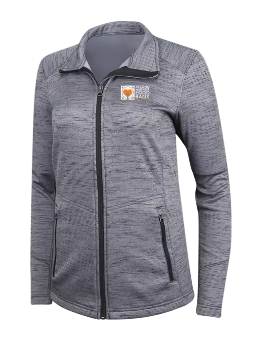 Medium Grey Womens Digi Stripe Fleece Jacket w/Second Harvest Logo