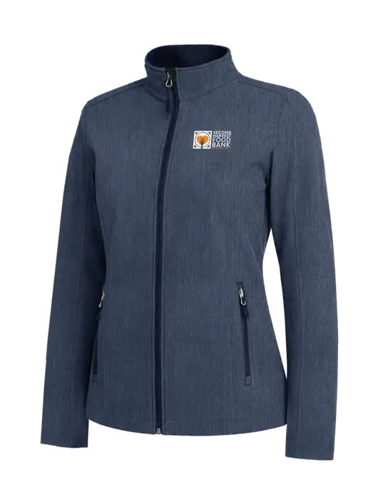 Navy Heather Womens Core Soft Shell Jacket w/Second Harvest Logo