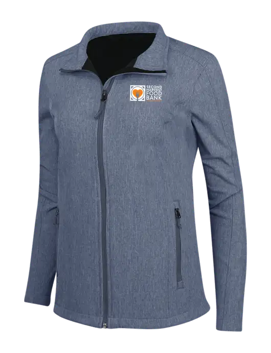 Navy Heather Womens Core Soft Shell Jacket w/Second Harvest Logo