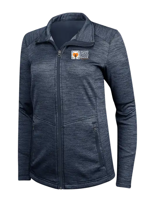 Navy Womens Digi Stripe Fleece Jacket w/Second Harvest Logo