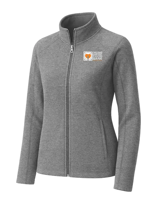 Medium Grey Womens Heather Microfleece Full-Zip Jacket w/Second Harvest Logo
