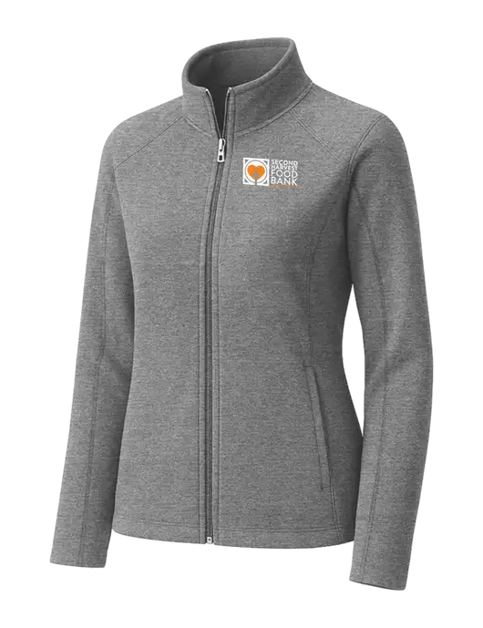 Medium Grey Womens Heather Microfleece Full-Zip Jacket w/Second Harvest Logo