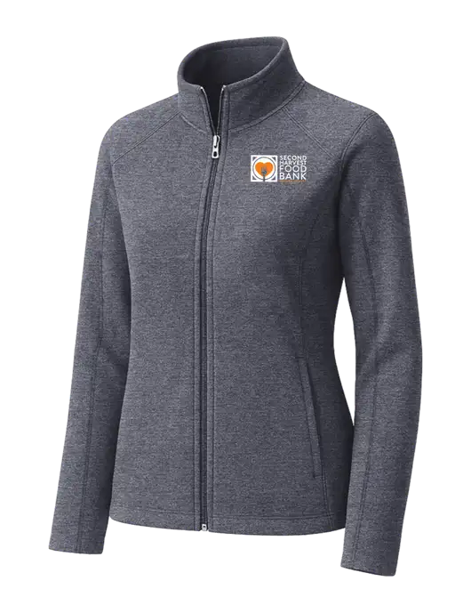Light Navy Heather Womens Microfleece Full-Zip Jacket w/Second Harvest Logo