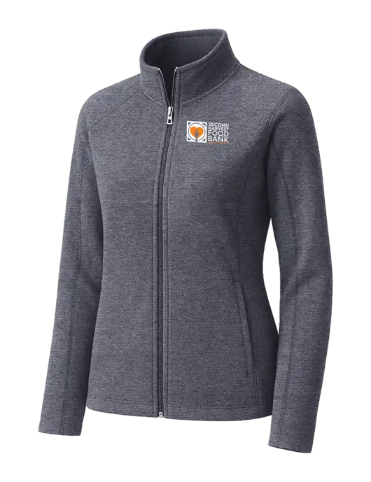 Light Navy Heather Womens Microfleece Full-Zip Jacket w/Second Harvest Logo